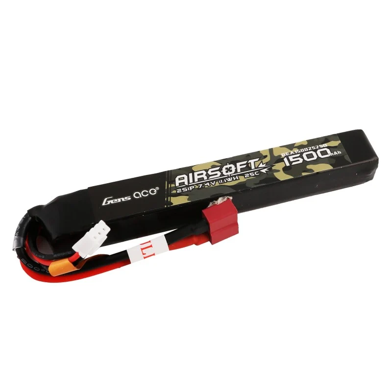 Gens Ace 25C 1500mAh 2S1P 7,4V Airsoft Lipo Batterie mit T-Stecker