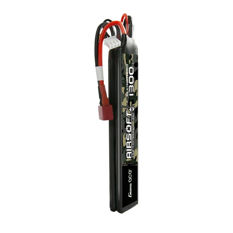 Gens Ace 25C 1300mAh 2S1P 7.4V Sattel Airsoft Lipo Batterie mit T-Stecker