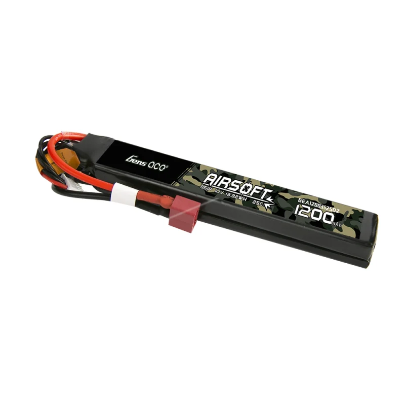 Gens Ace 25C 1200mAh 3S1P 11.1V Sattel Airsoft Lipo Batterie mit T-Stecker