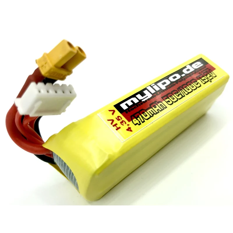 Mylipo Lipo Akku 470mAh 15,2V HV 4S 50C/100C FPV Parcour Kabel + Stecker XL
