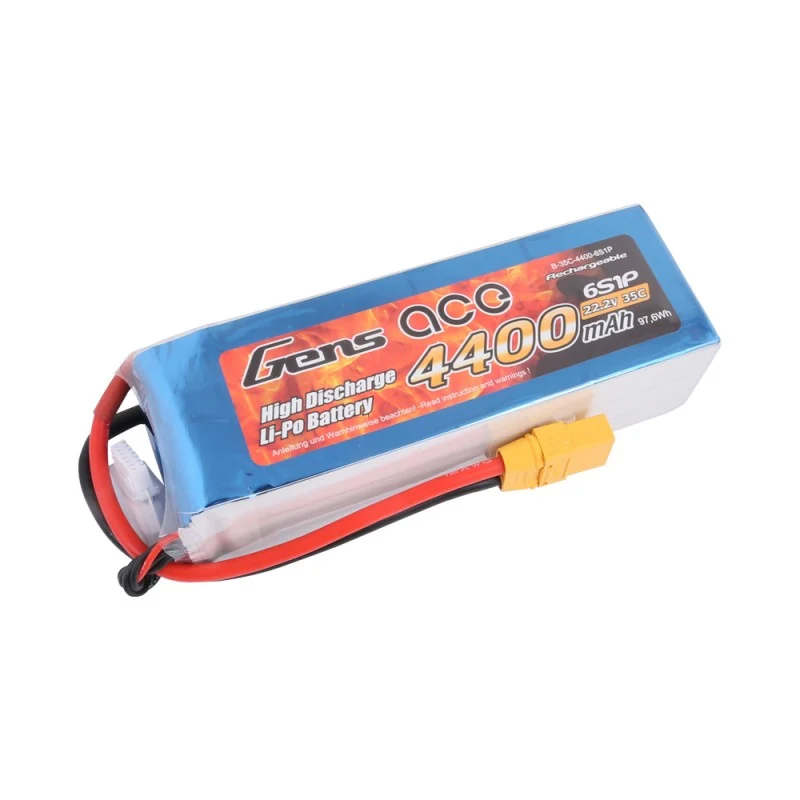 Gens Ace 4400mAh 22,2V 35C 6S1P Lipo Akkupack mit XT90 Stecker