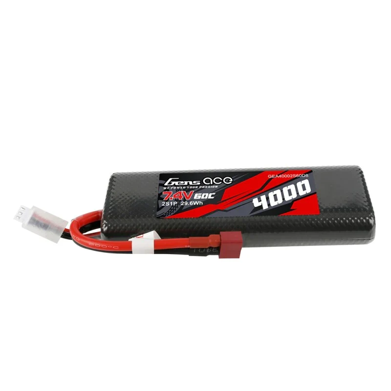Gens Ace 4000mAh 2S1P 7.4V 60C HardCase 8# Auto Lipo Akku mit T-Stecker