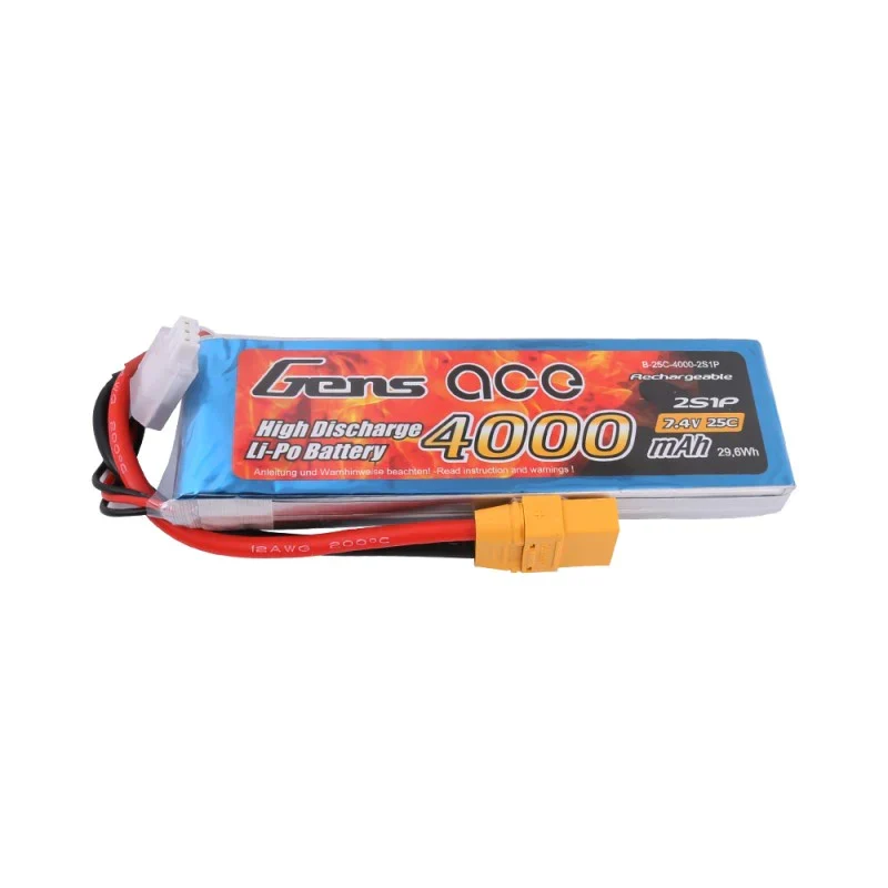 Gens Ace 4000mAh 7,4V 25C 2S1P Lipo Akkupack mit XT90 Stecker