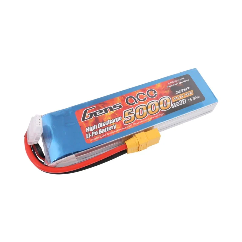 Gens Ace 5000mAh 11.1V 45C 3S1P Lipo Akku mit XT90 Stecker