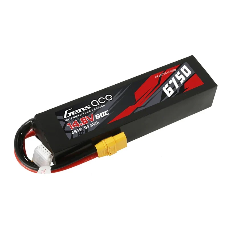 Gens Ace 6750mAh 14,8V 60 C 4S1P Lipo-Akku PC-Materialgehäuse mit XT90-Stecker