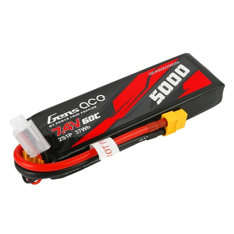 Gens Ace 5000mAh 7.4V 60C 2S1P Lipo PC-Materialgehäuse mit XT60-Stecker