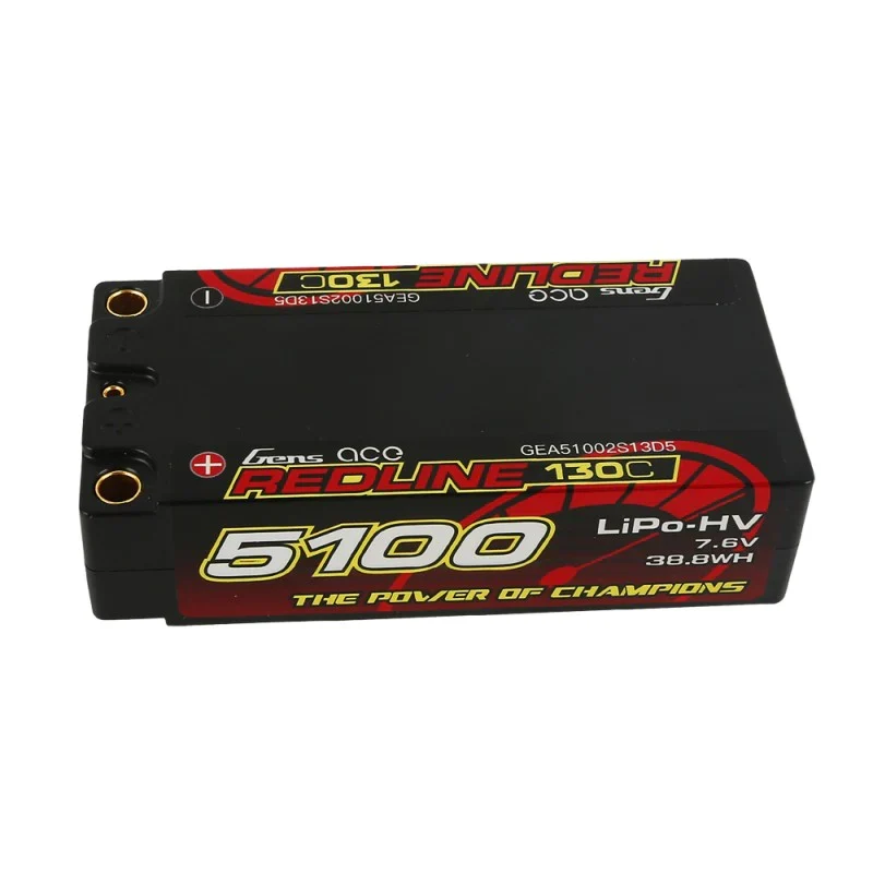 Gens Ace Redline Series 5100mAh 7.6V 130C 2S2P HardCase 65# HV Lipo Akku