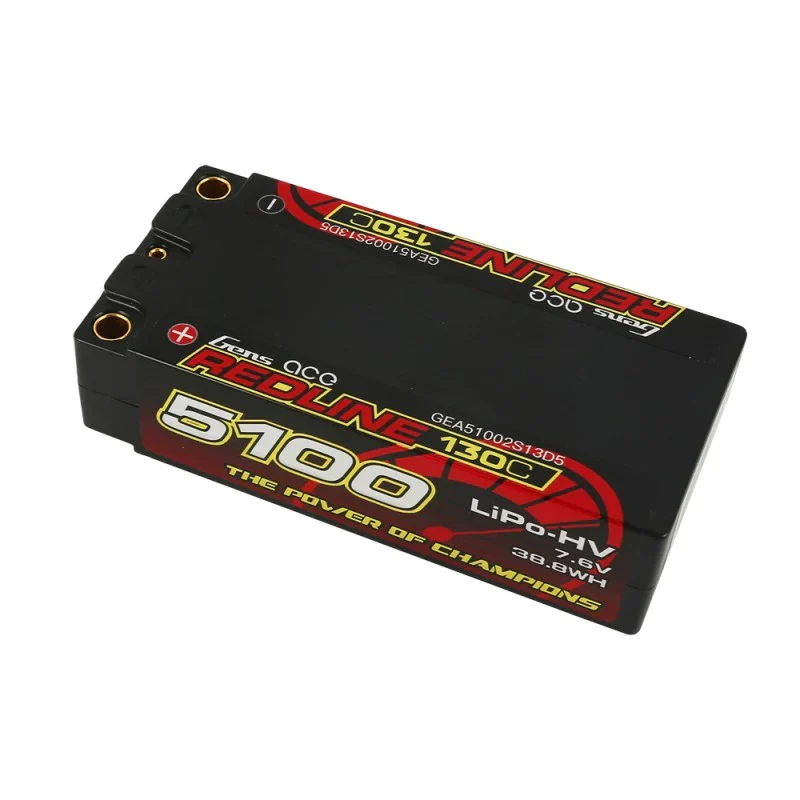 Gens Ace Redline Series 5100mAh 7.6V 130C 2S2P HardCase 65# HV Lipo Akku