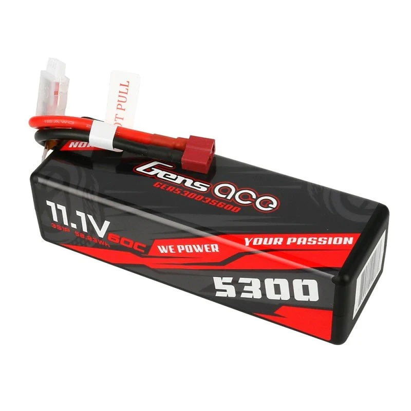 Gens Ace 5300mAh 11.1V 60C 3S1P HardCase 15# Auto Lipo Akku mit T-Stecker