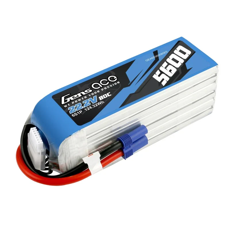 Gens Ace 5600mAh 80C 22,2V 6S1P Lipo-Akkupack mit EC5-Stecker