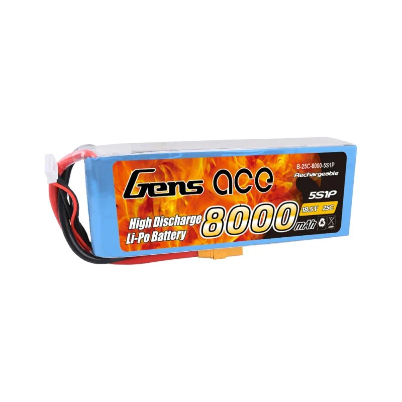 Gens Ace 8000mAh 18,5V 25C 5S1P Lipo Akkupack mit XT90 Stecker