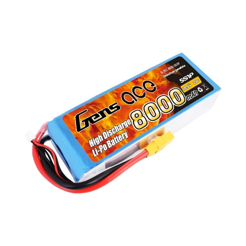 Gens Ace 8000mAh 18,5V 25C 5S1P Lipo Akkupack mit XT90 Stecker