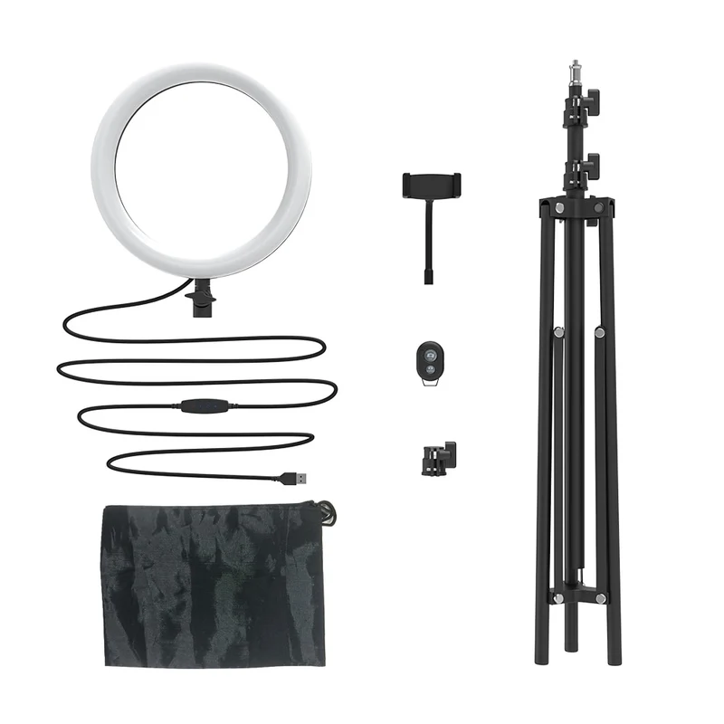 10inch Dimmable LED Ring Lamp Light with Tripod USB