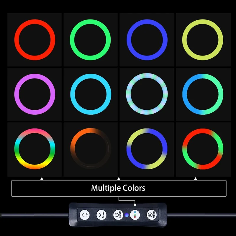 10Inch RGB Selfie Ring Fill Light with 160cm Tripod