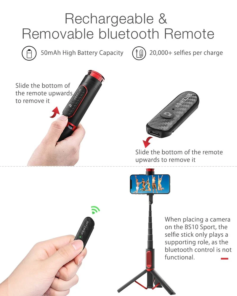 All In One Wireless Bluetooth Selfie Stick Foldable