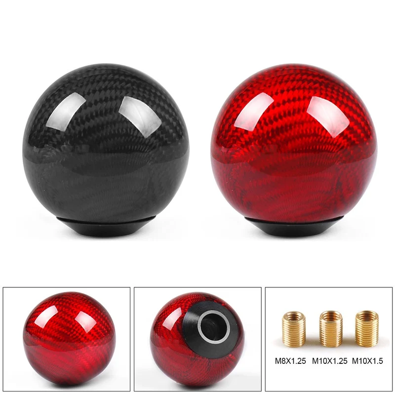 Car Gear Round Ball Shape Real Carbon Fiber