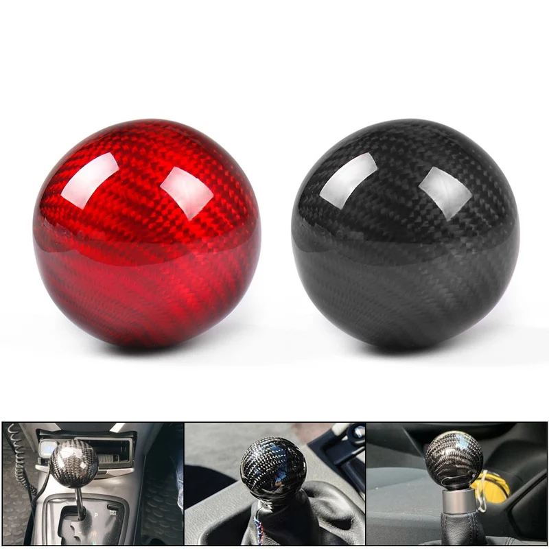 Car Gear Round Ball Shape Real Carbon Fiber