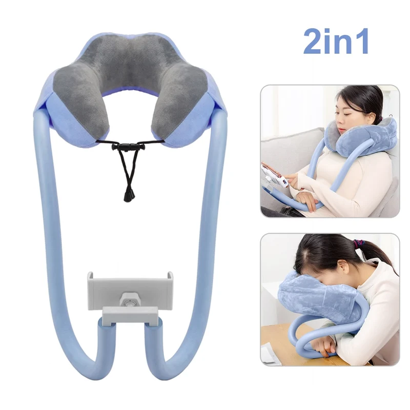 U-Shaped Neck Pillow With Gooseneck Tablet Phone Holder