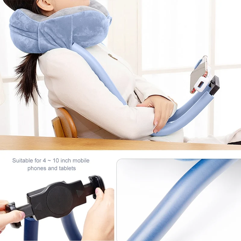 U-Shaped Neck Pillow With Gooseneck Tablet Phone Holder