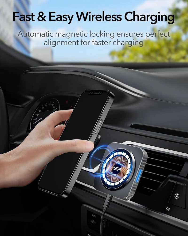 HaloLock Magnetic Wireless Car Charger