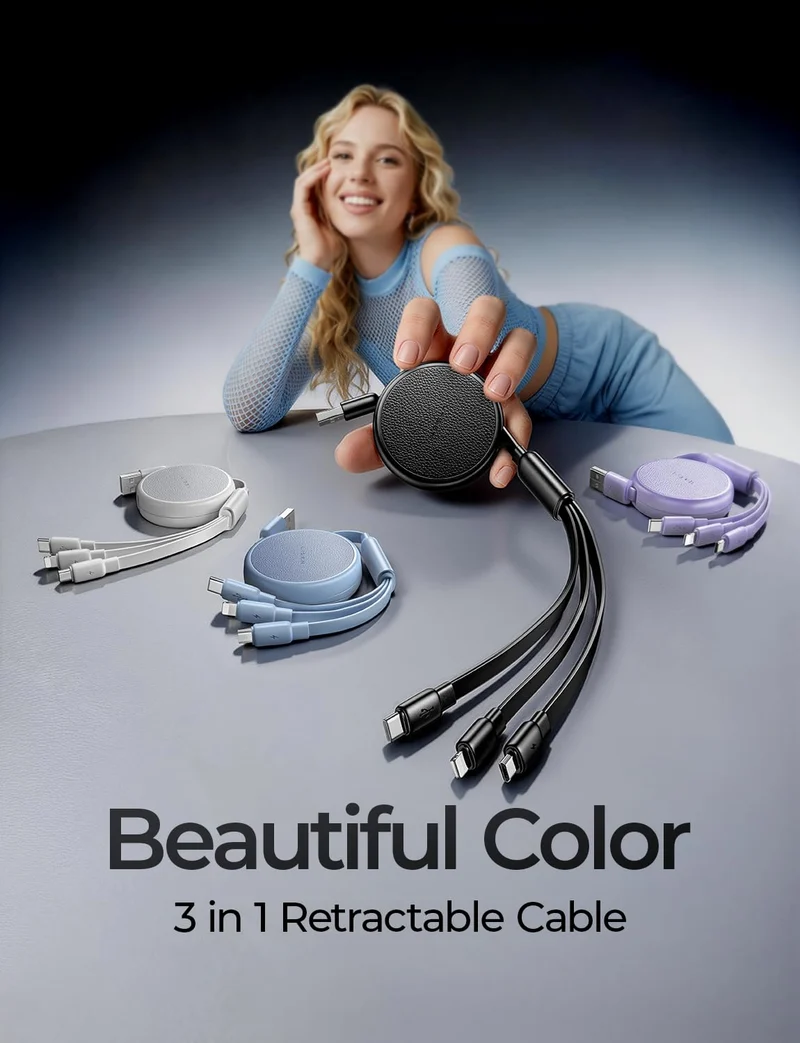 LISEN Multi 3-in-1 einziehbares Ladekabel