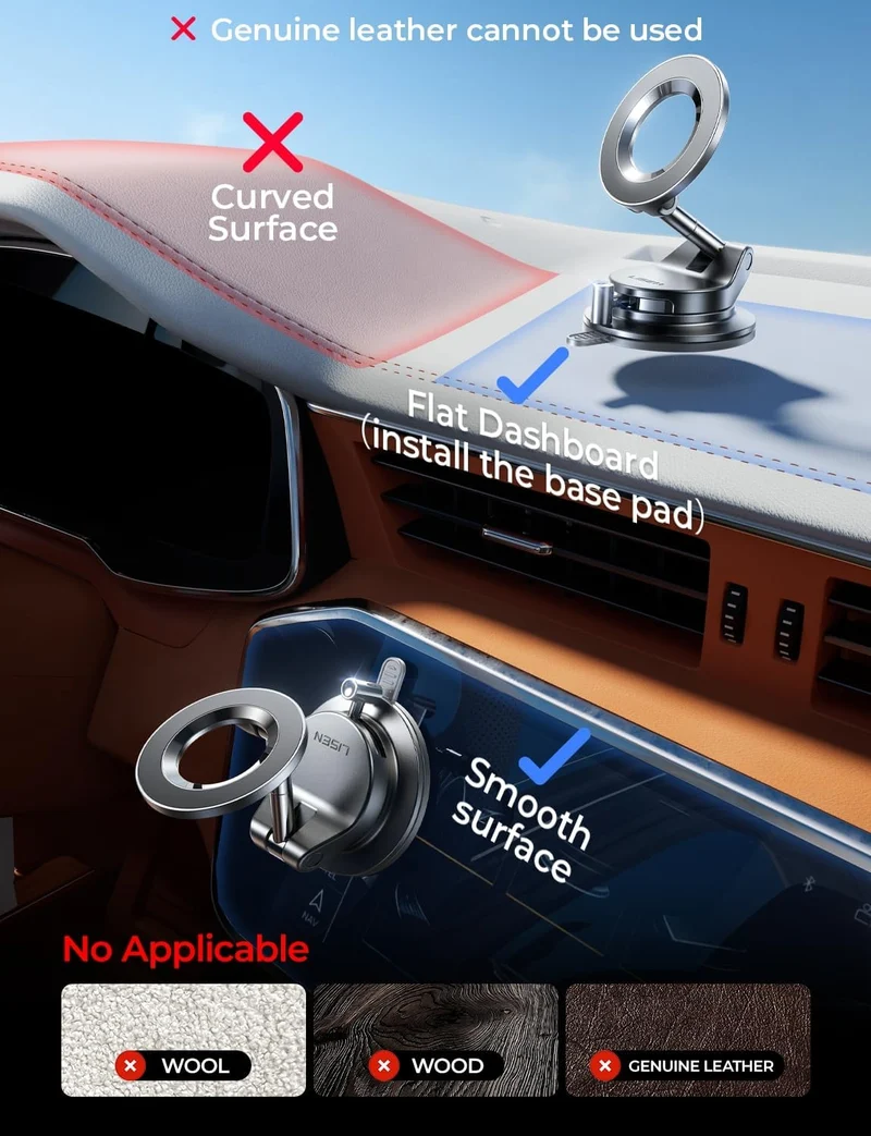 LISEN Magsafe-Autohalterung mit Vakuum, Handyhalterung für Auto