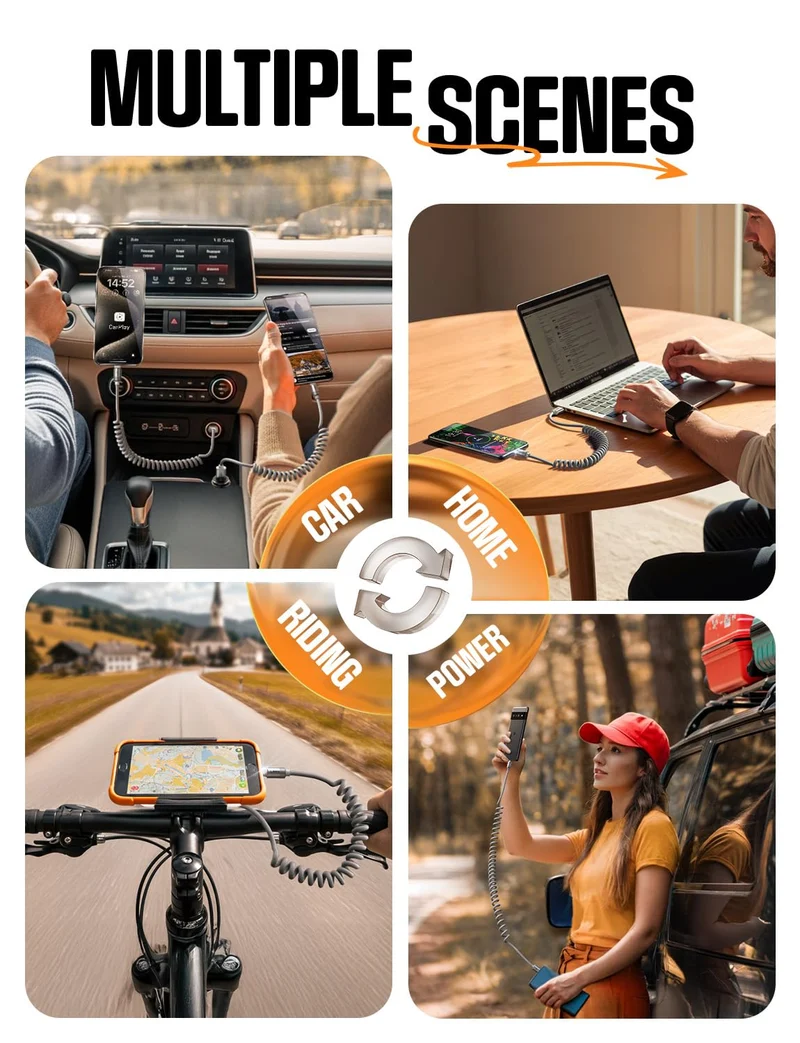 LISEN Spiralförmiges USB-C-Kabel, 2 Stück für Car Play & Android Auto Kabel