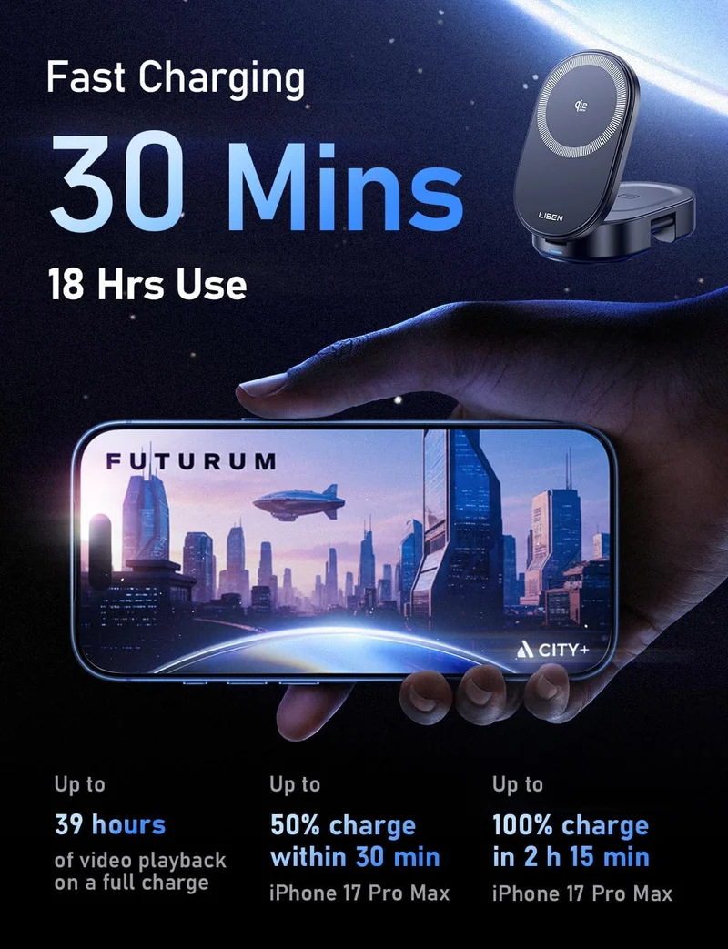 LISEN 3-in-1 kabelloses Ladegerät für Apple, Qi2 25W Schnellladegerät kabellose Ladestation für iPhone 17 16 15 14 13 12 Watch Airpods, für Magsafe Ladestation als Geschenk für Ehemänner, Männer und Frauen