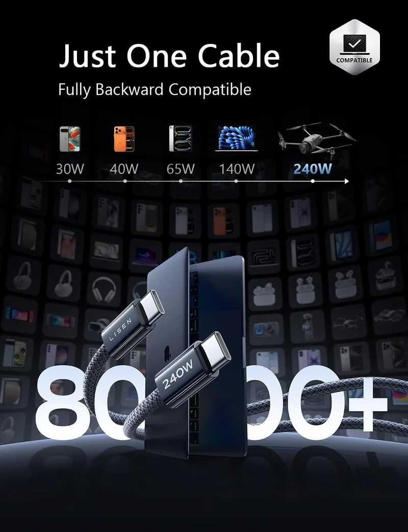 LISEN 240W USB C auf USB C Kabel