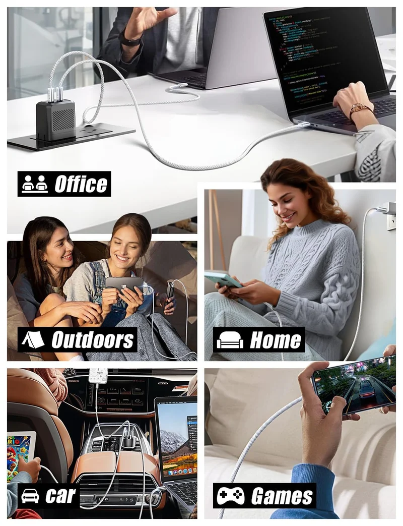 LISEN 2er-Pack 240W USB-C-auf-USB-C-Kabel 0,5m Ladekabel Weiß
