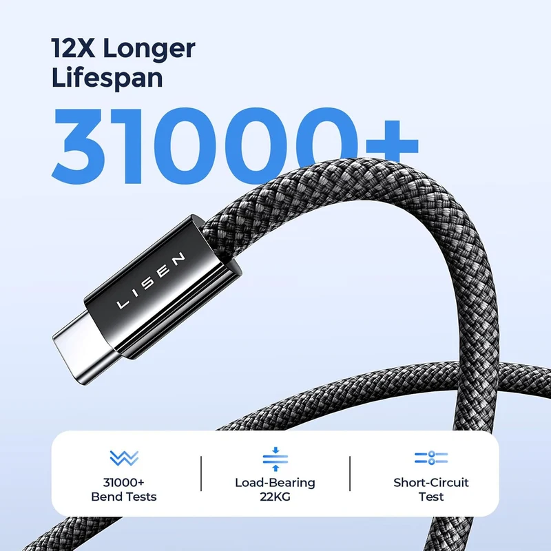 LISEN 2er-Pack 240W USB-C auf USB-C Kabel 1M Ladekabel Schwarz