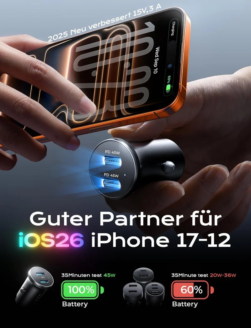 LISEN Valentinstagsgeschenk Valentinstagsgeschenk 90 W Zigarettenanzünder-Ladegerät