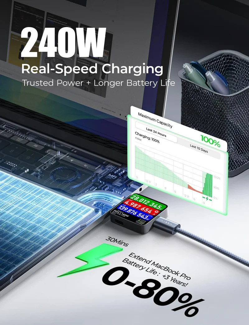LISEN 2er-Pack 240W USB C auf USB C Kabel 2M USBC auf USBC PD