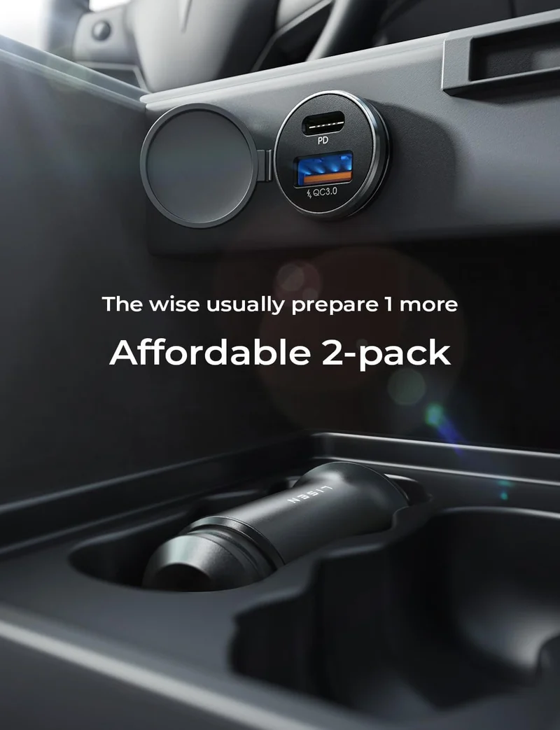 LISEN 54W Auto-Handy-Ladegerät USB C, Zigarettenanzünder-Adapter