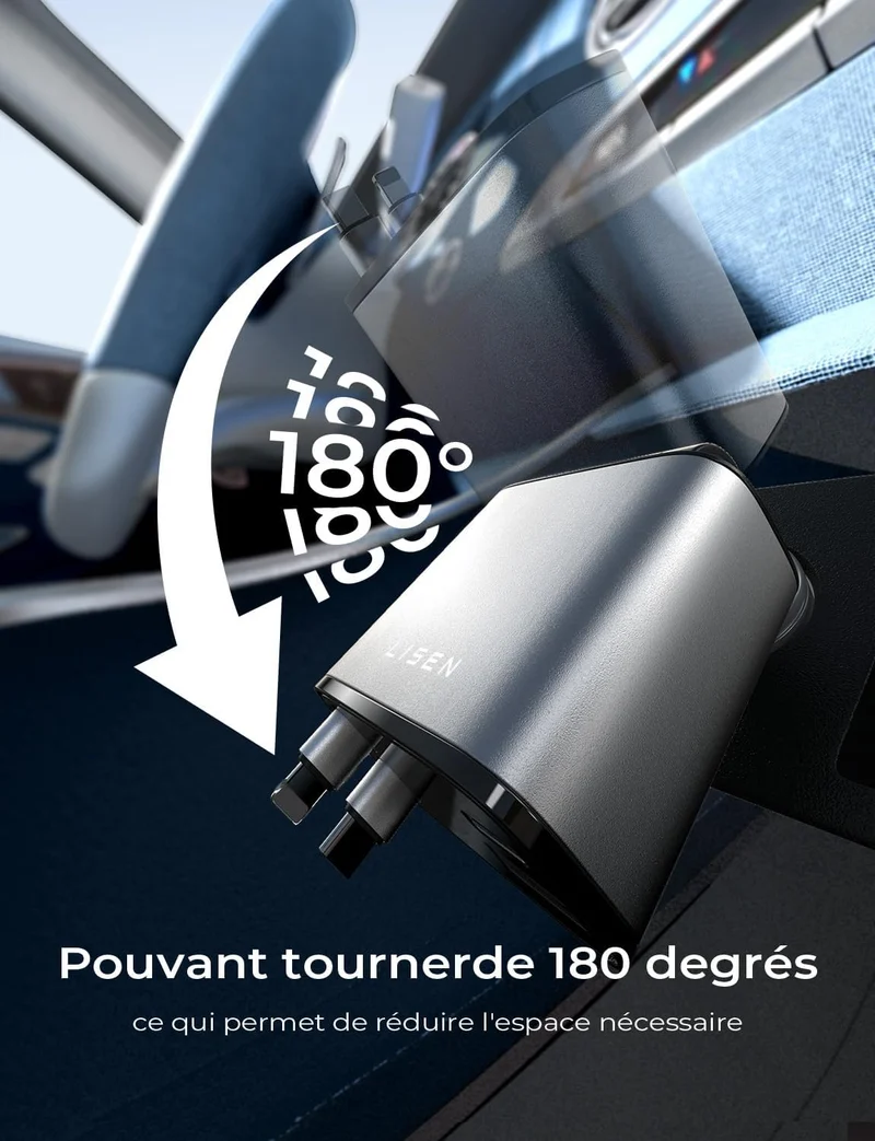 LISEN 4-in-1 versenkbares USB-C-Autoladegerät 69W
