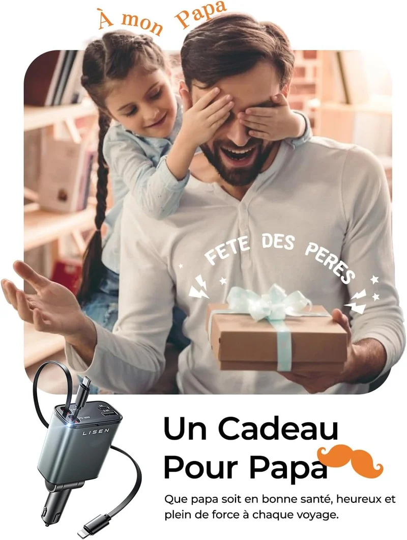 LISEN 4-in-1 versenkbares USB-C-Autoladegerät 69W