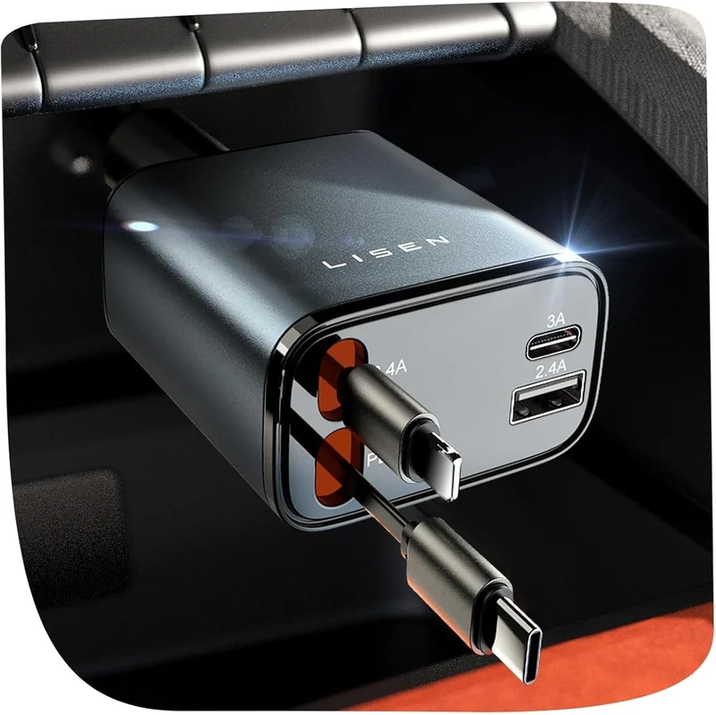 LISEN Einziehbares Auto-Ladegerät 69W USB C