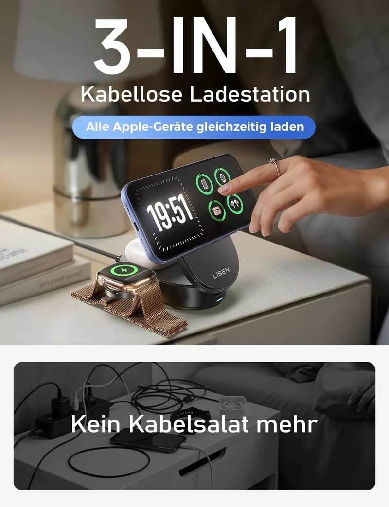 LISEN 3-in-1 MagSafe Ladestation Apple