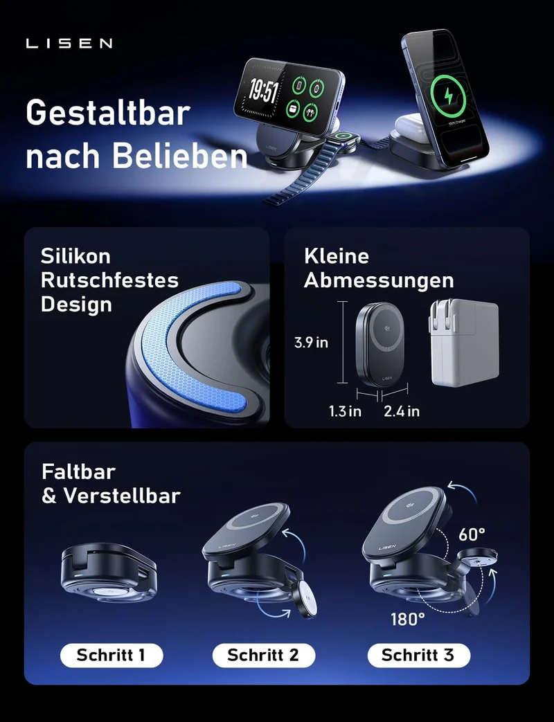 LISEN 3-in-1 MagSafe Ladestation Apple