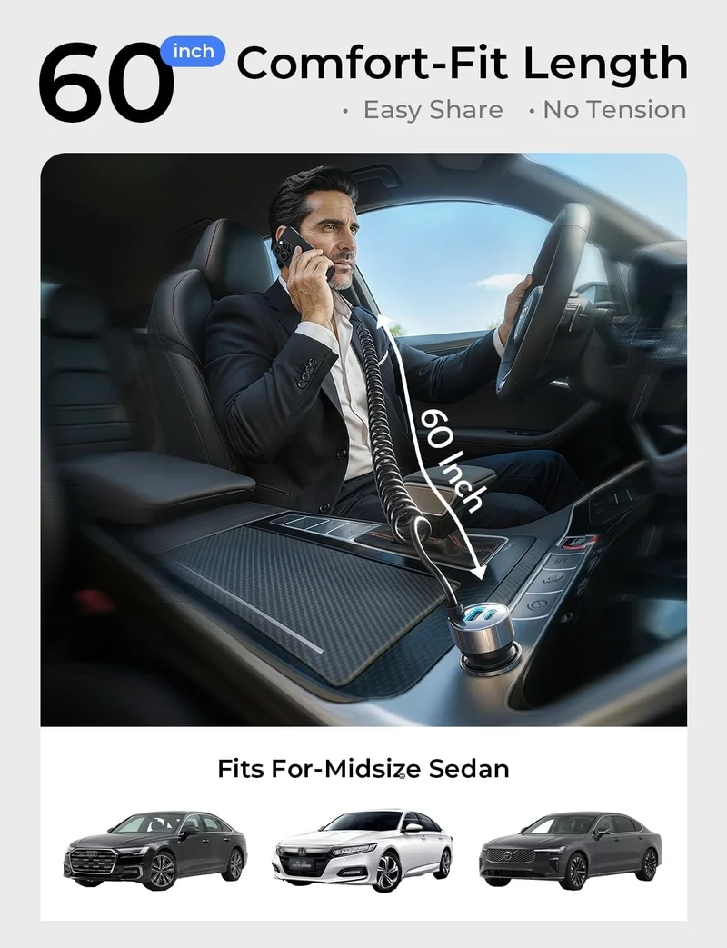 LISEN 65W Kfz-Ladegerät USB C Schnellladefunktion