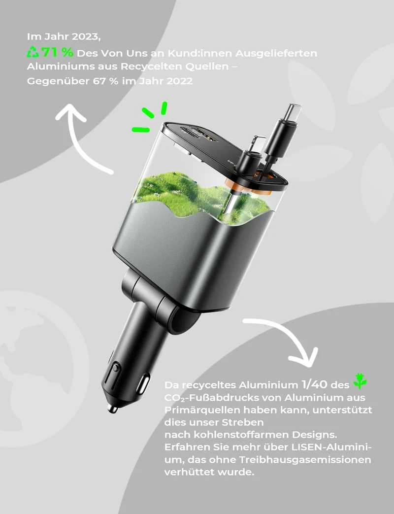 LISEN 84 W Zigarettenanzünder USB C ausziehbarer Kfz-Ladegerätadapter