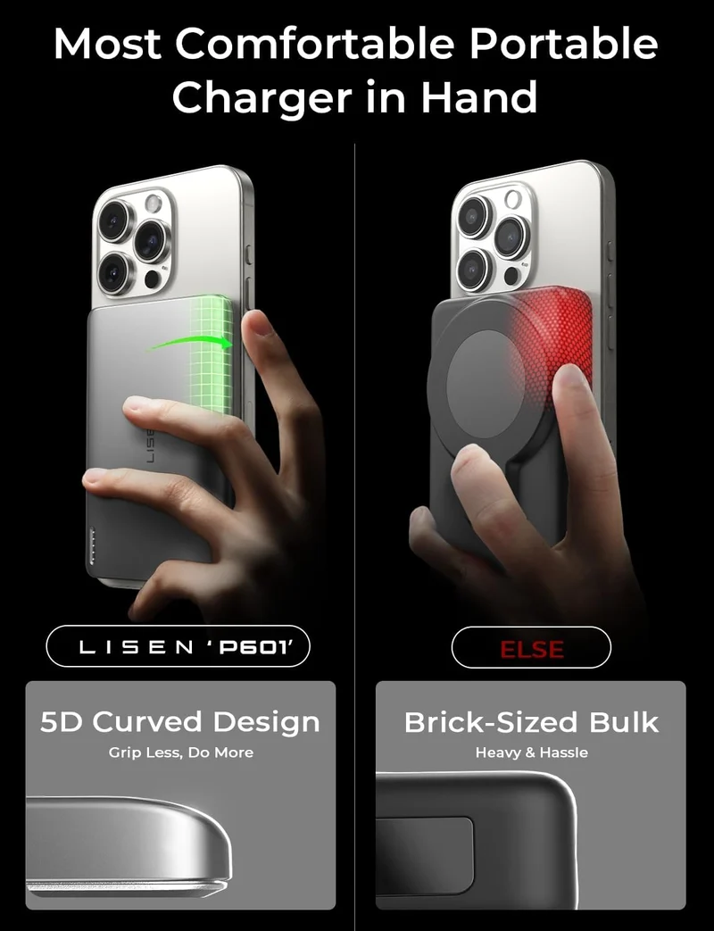 LISEN Qi2 15W Ultraschlanker MagSafe Akku 5000mAh
