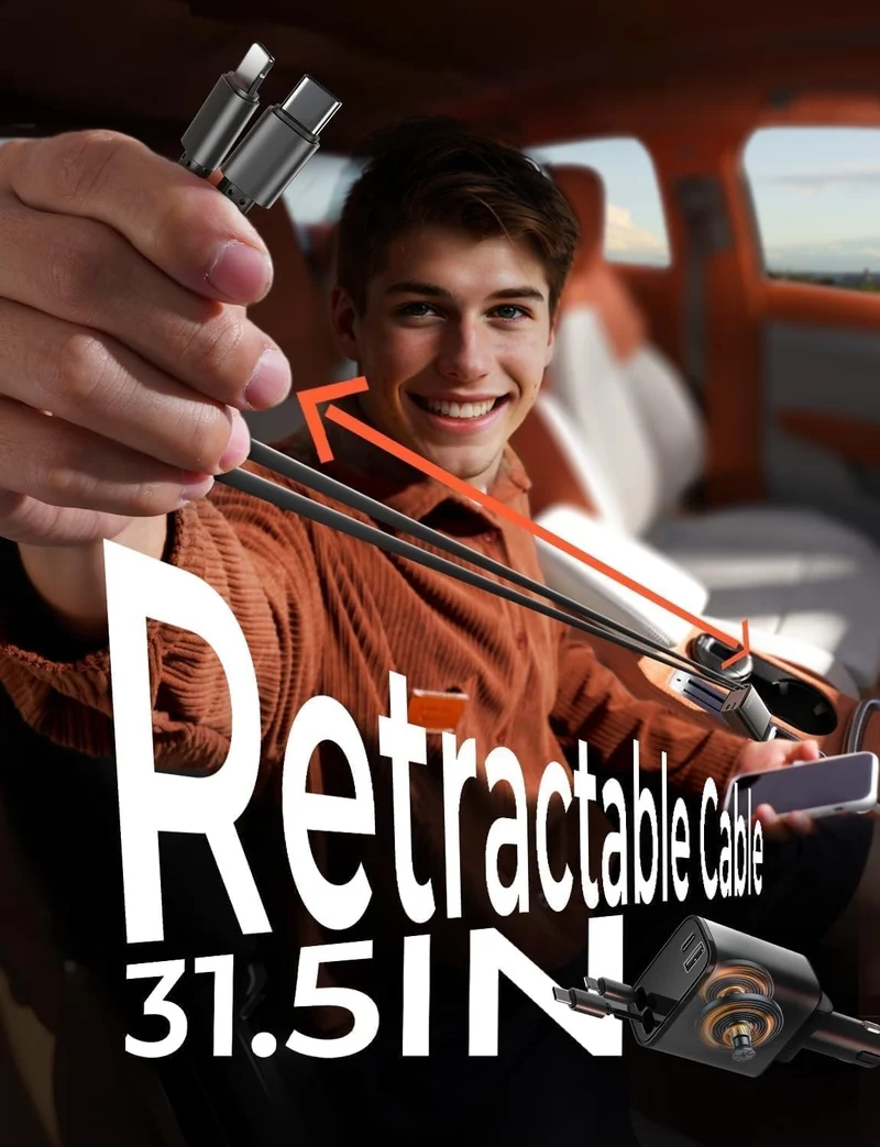 LISEN 4-in-1 69W ausziehbares Kfz-Ladegerät