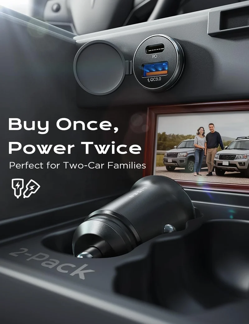 LISEN Auto-Ladegerät USB C, 69W Zigarettenanzünder USB-Ladegerät Adapter, Autozubehör Geschenke für Männer, Mini USBC Auto Schnellladeadapter USBC Typ C 12V Steckerbuchse, für iPhone 17 Pro Max 16 15 14 13