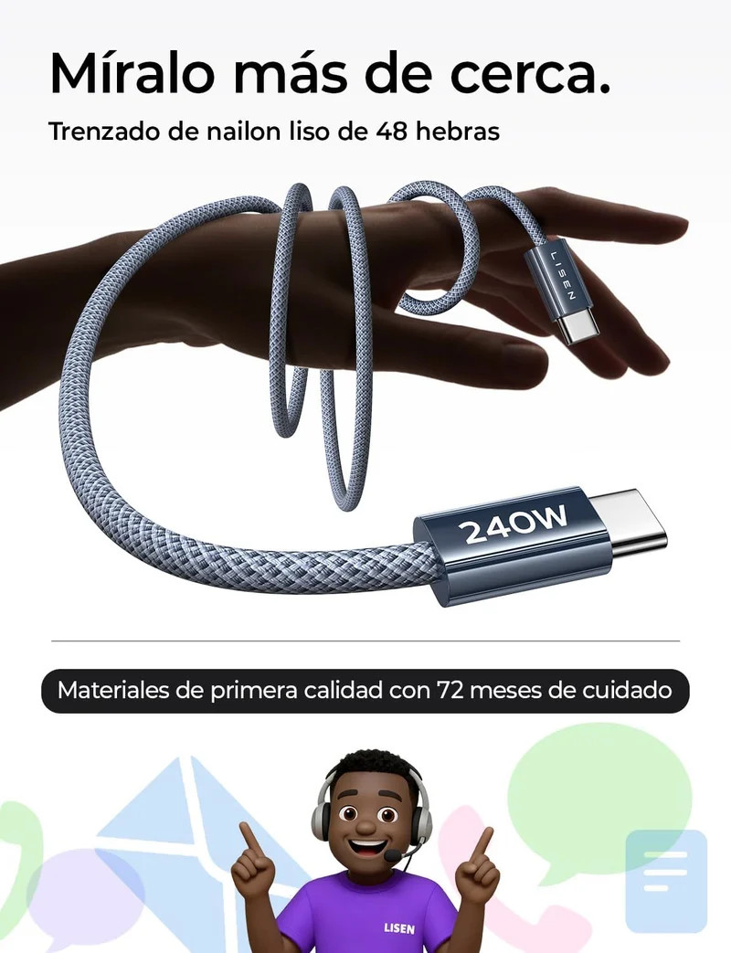 LISEN 240W USB C auf USB C Kabel 1M
