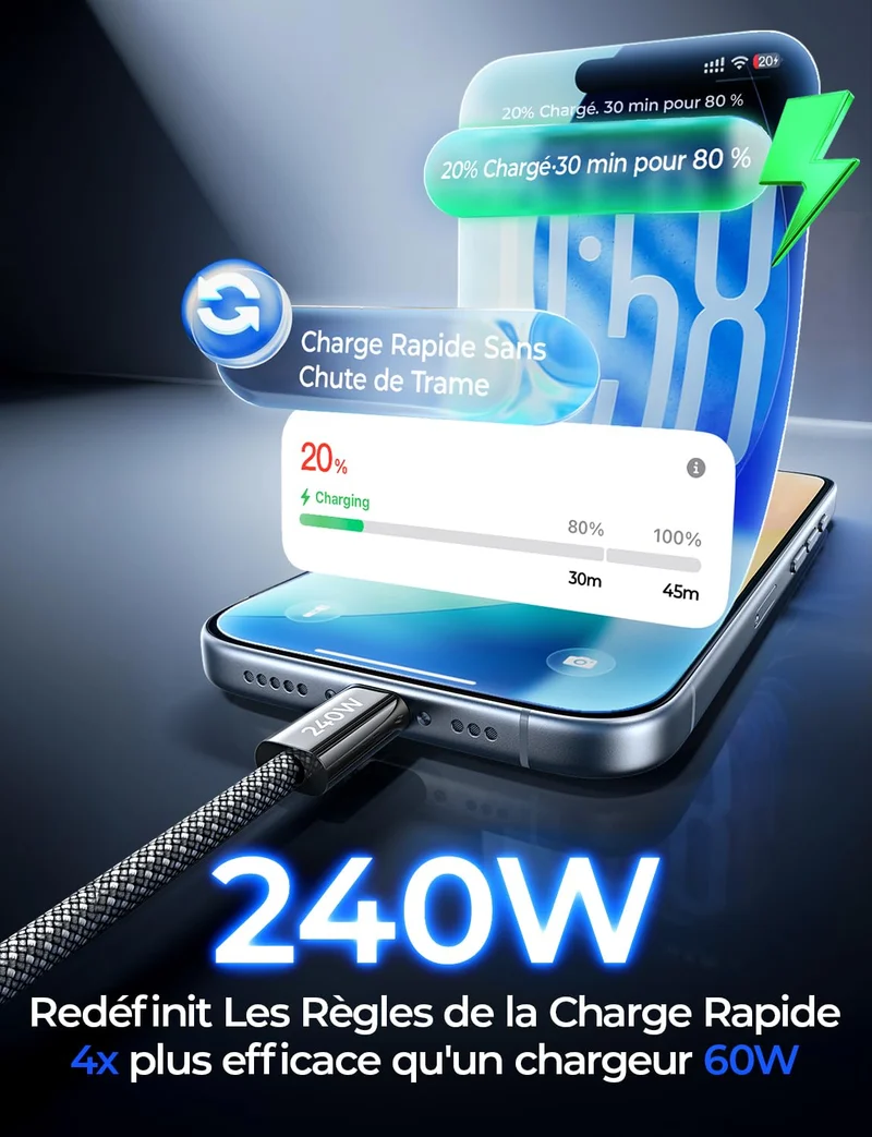 LISEN 240W USB C-Ladekabel Schnelle Aufladung