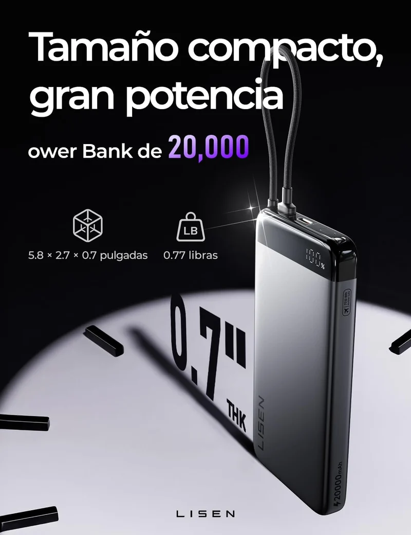 LISEN Powerbank CCC-zertifiziert 20000mAh, iPhone Powerbank PD 35W