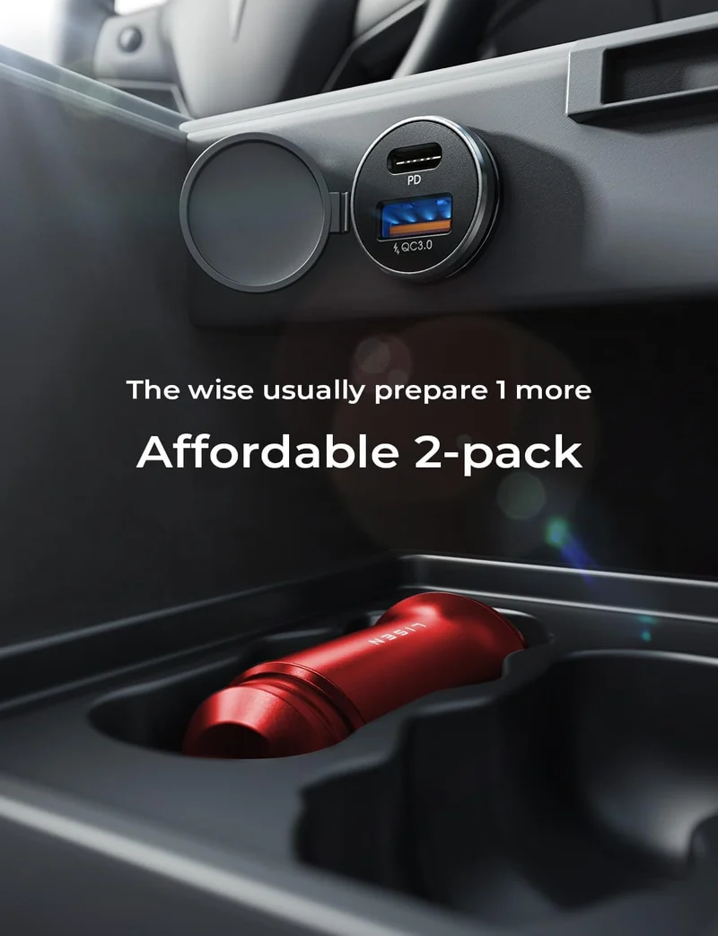 LISEN 2er-Pack USB C Kfz-Ladegerät-Adapter, Schnellladung