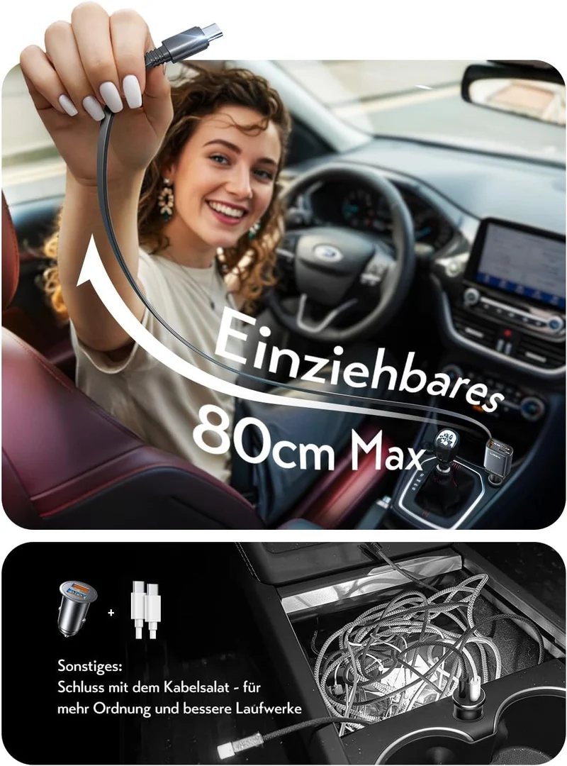 LISEN 57 W Zigarettenanzünder USB C 3-in-1-Autoladegerät