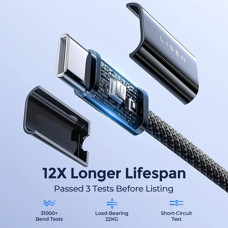 LISEN 2er-Pack 240W USB C auf USB C Kabel 0,5M Ladekabel Schwarz